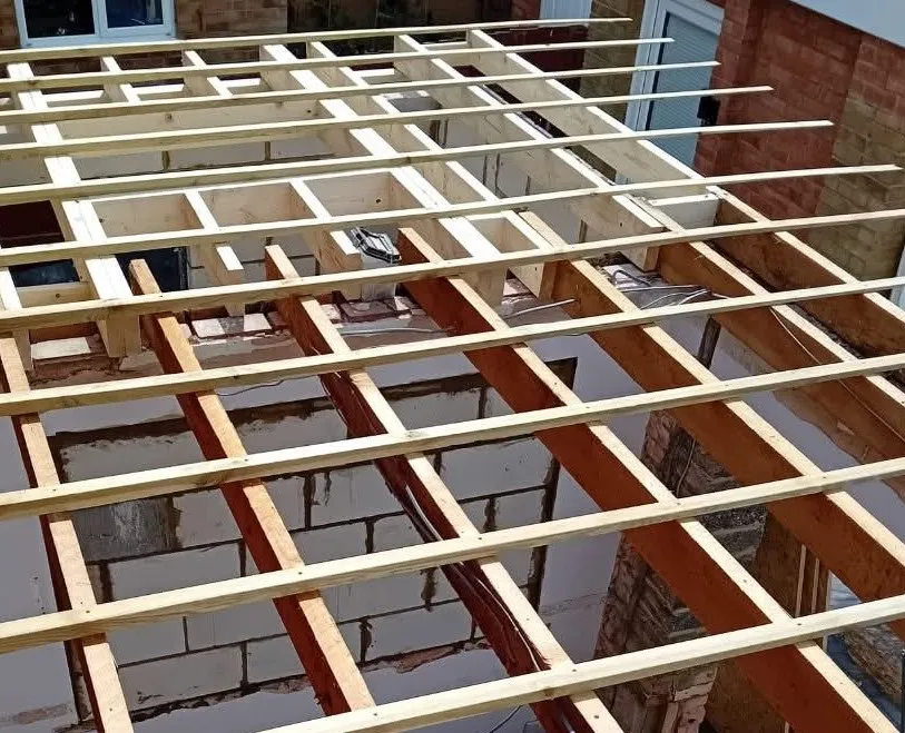 New-build extension roof: during